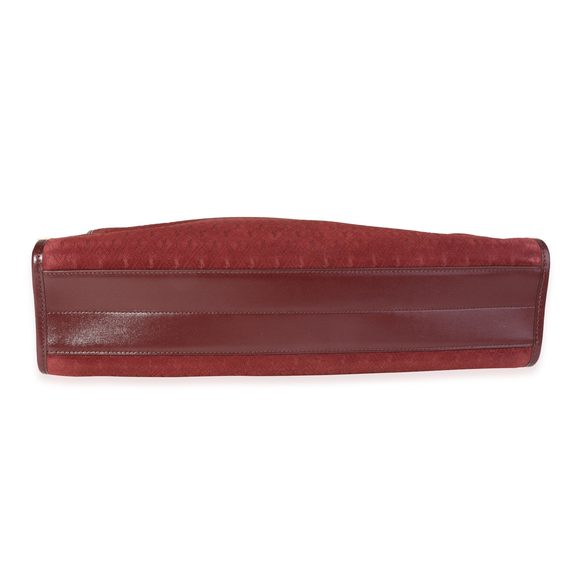 Saint Laurent Rouge Suede & Leather All-Over Monogram Tote - Picture 4 of 6